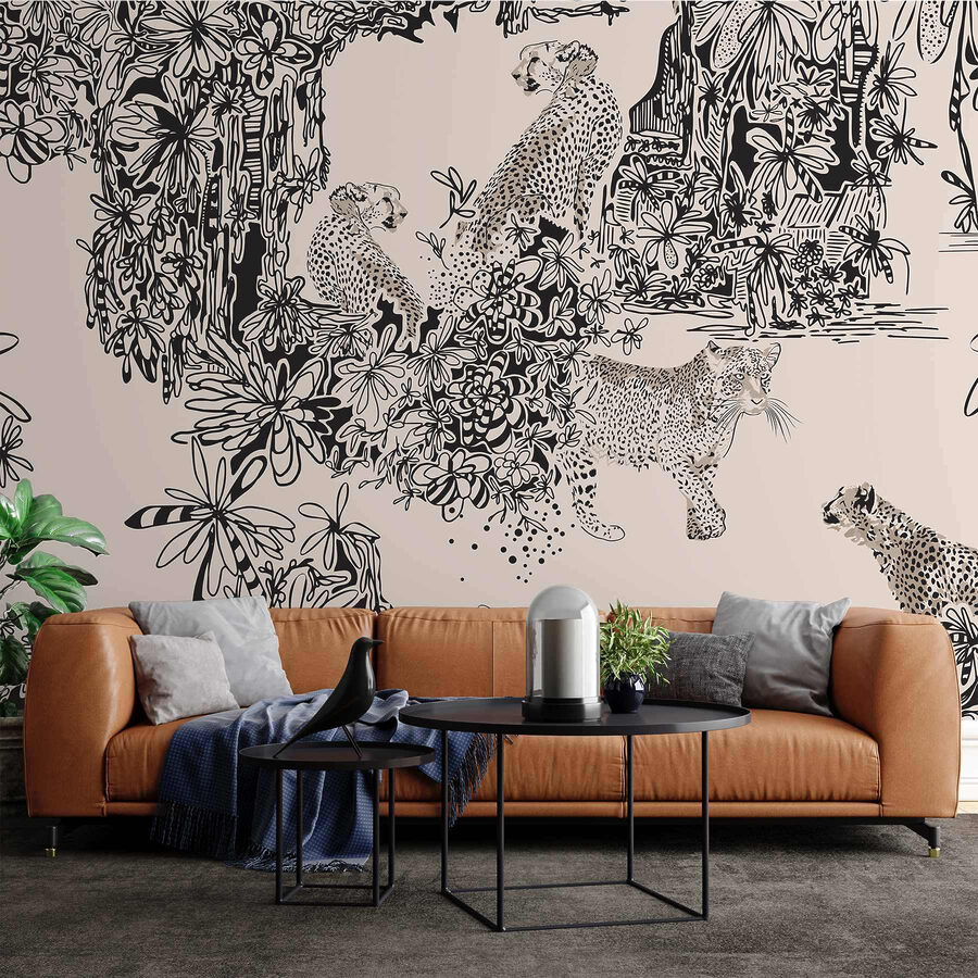Patroon van cheeta's en planten