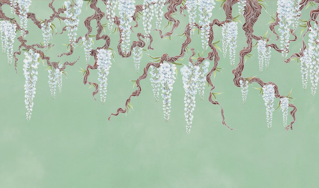 Schilderij van witte bloemen op een boom Schilderij van witte bloemen op een boom