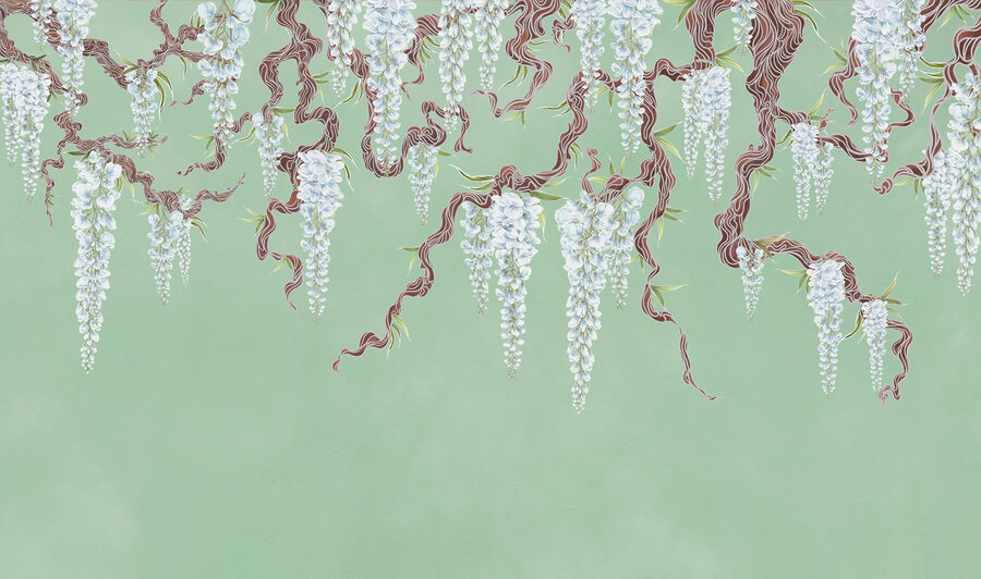 Schilderij van witte bloemen op een boom Schilderij van witte bloemen op een boom