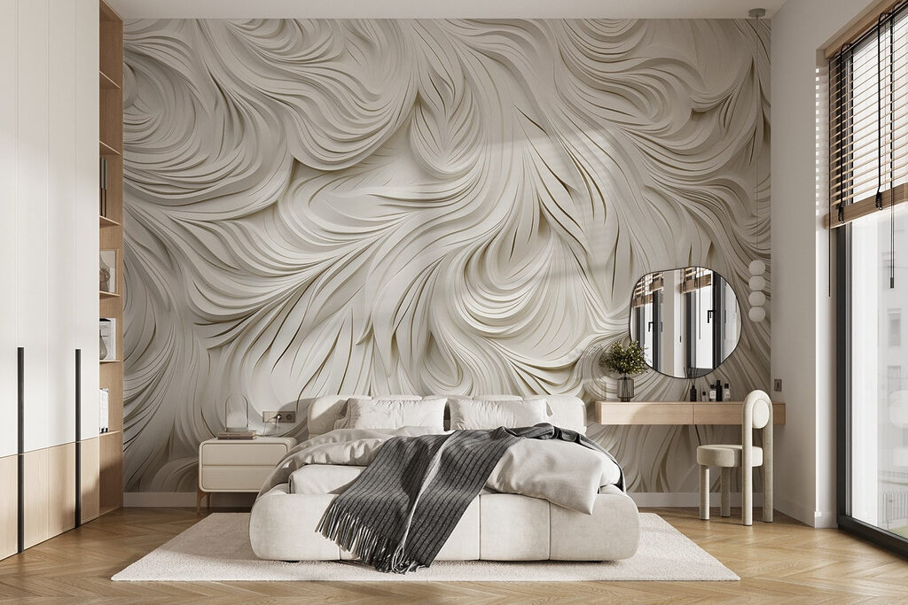 White paper cutout with wavy lines White paper cutout with wavy lines