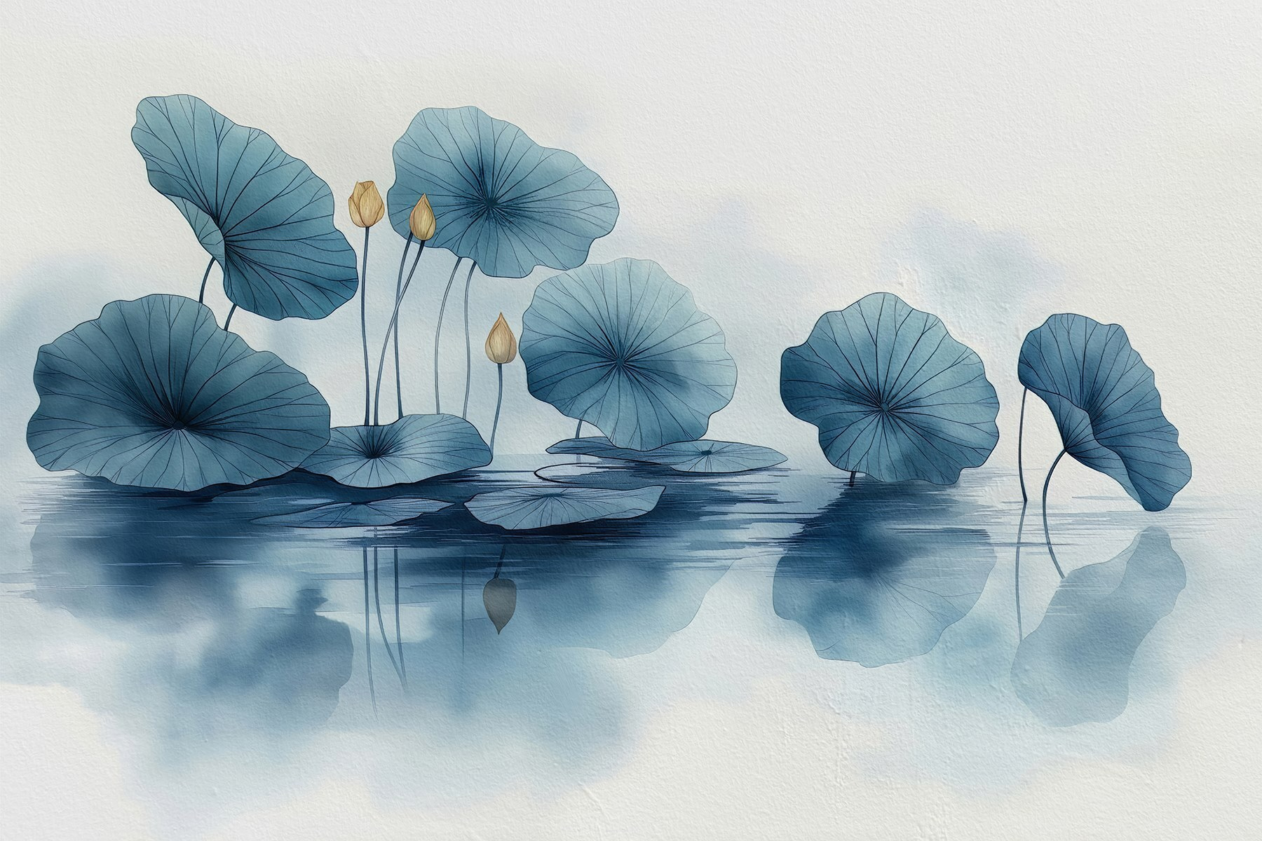 Water lily pads in a row Water lily pads in a row