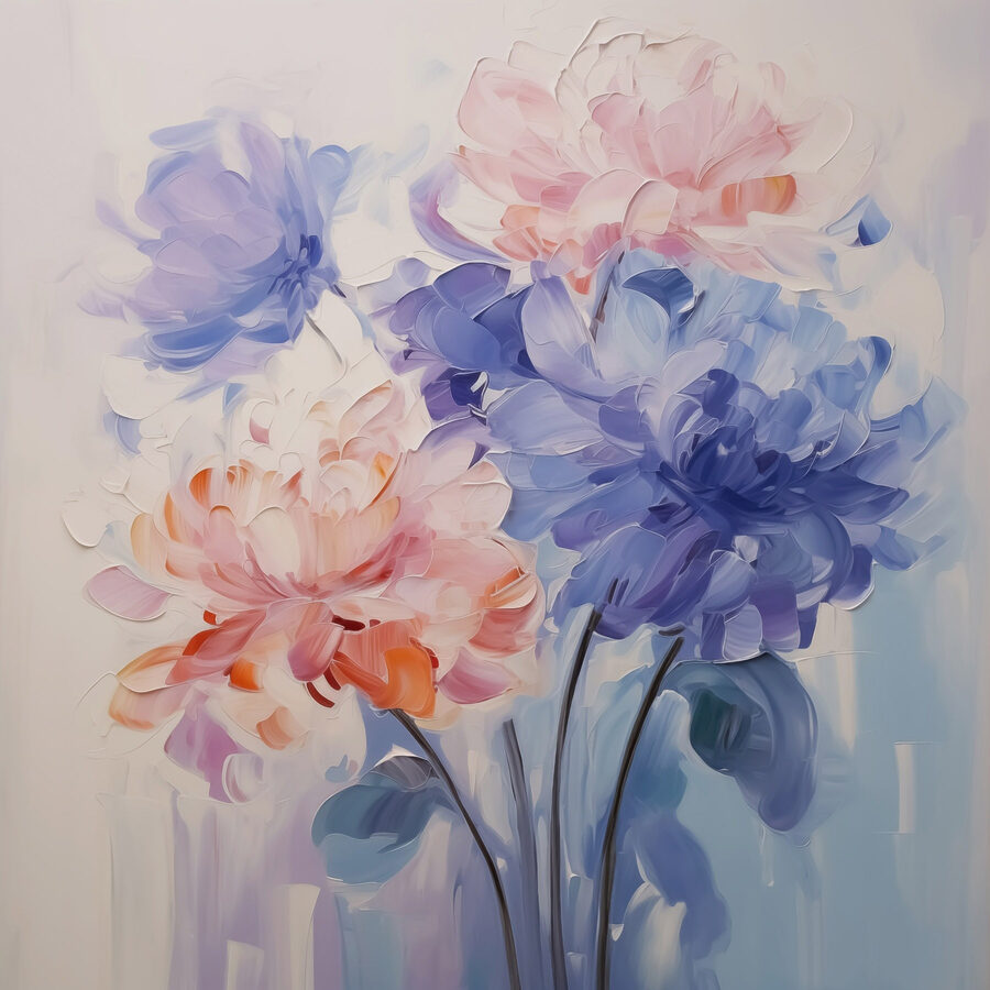 Schilderij van bloemen op een wit oppervlak