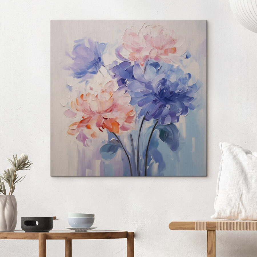 Schilderij van bloemen op een wit oppervlak