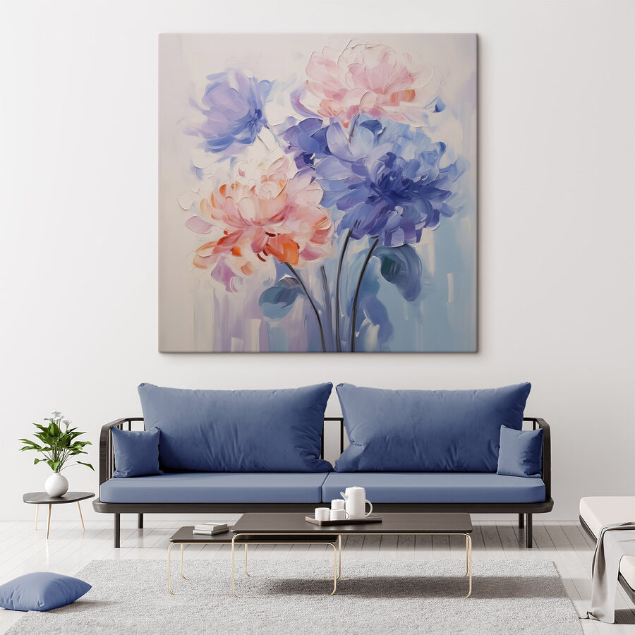 Schilderij van bloemen op een wit oppervlak