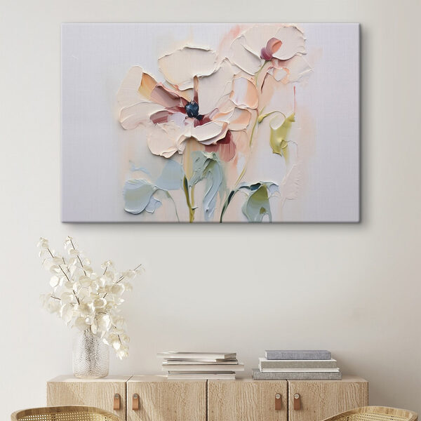 Schilderij van bloemen op een wit oppervlak Schilderij van bloemen op een wit oppervlak
