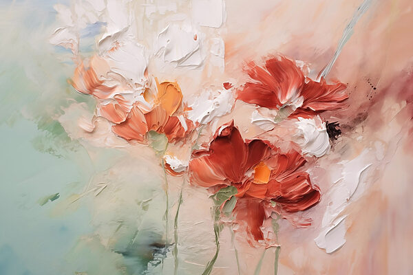 Schilderij van bloemen op een doek Schilderij van bloemen op een doek