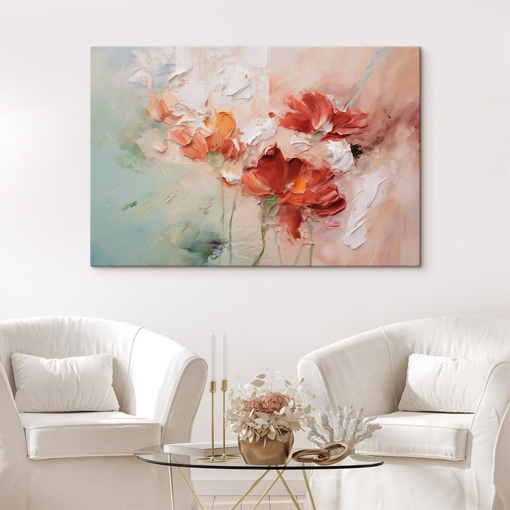 Painting of flowers on a canvas