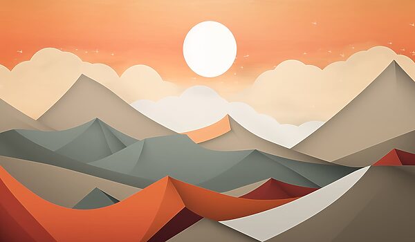 Bergketen met oranje en grijze heuvels Bergketen met oranje en grijze heuvels