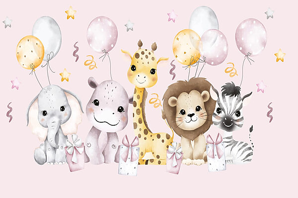 Groep dieren met ballonnen Groep dieren met ballonnen