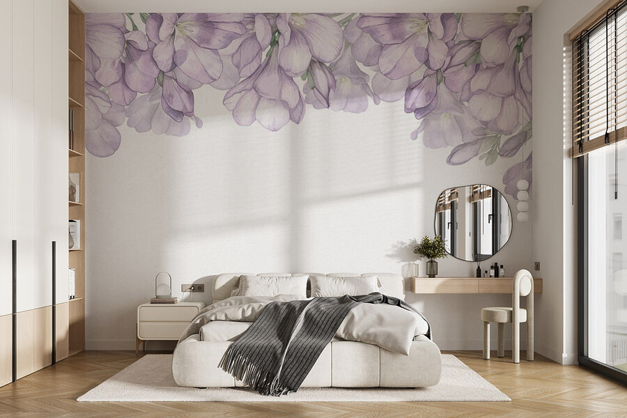 Rij paarse bloemen Rij paarse bloemen