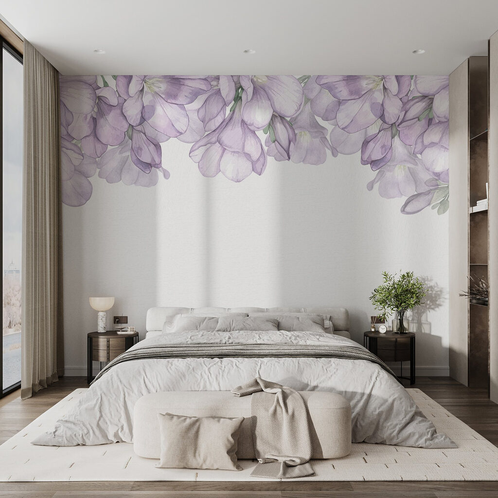 Row of purple flowers Row of purple flowers