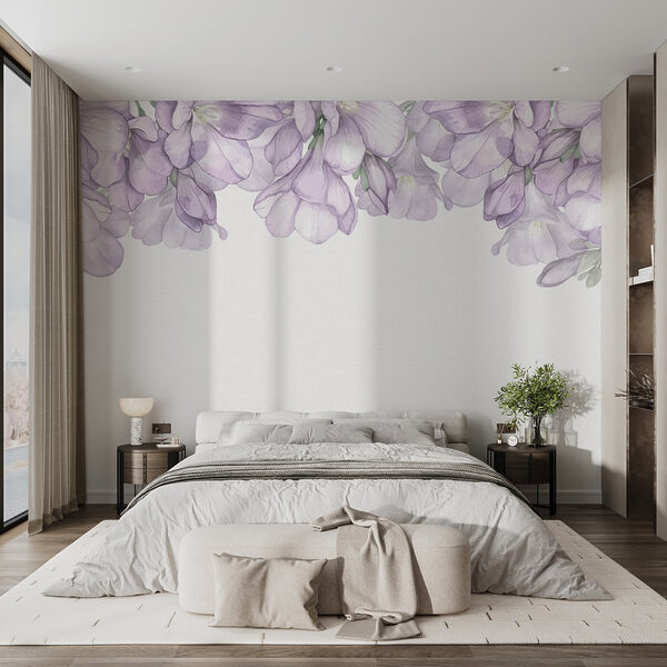 Rij paarse bloemen Rij paarse bloemen