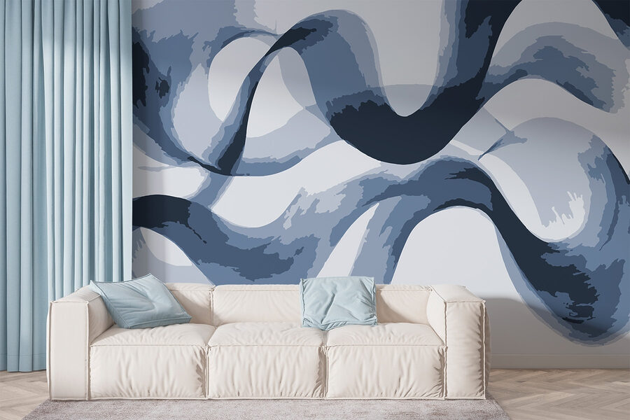 Blauwe en witte swirls