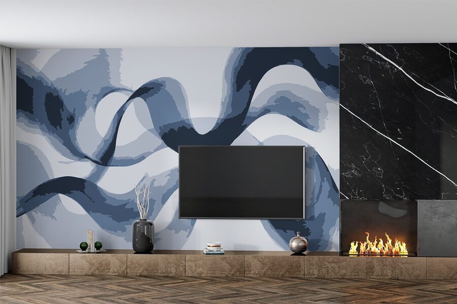 Blauwe en witte swirls