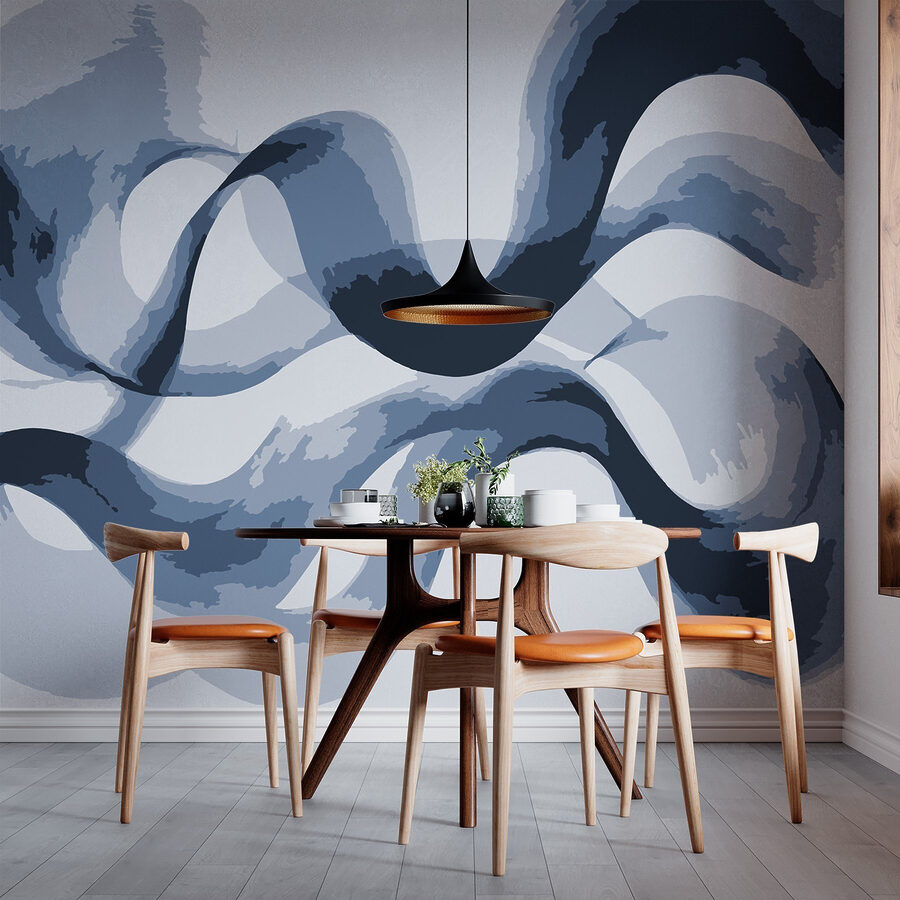 Blauwe en witte swirls