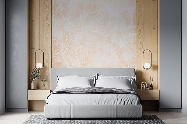 Witte lijntekening van bloemen Witte lijntekening van bloemen