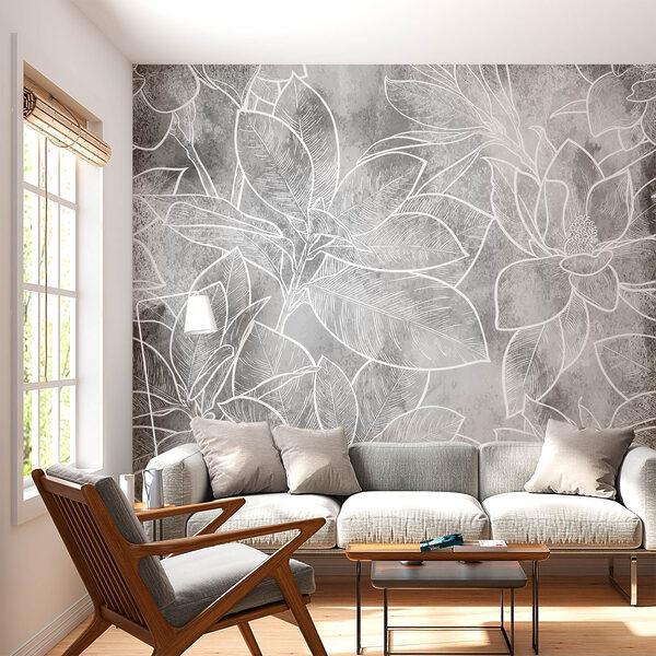 Witte lijntekening van bloemen Witte lijntekening van bloemen