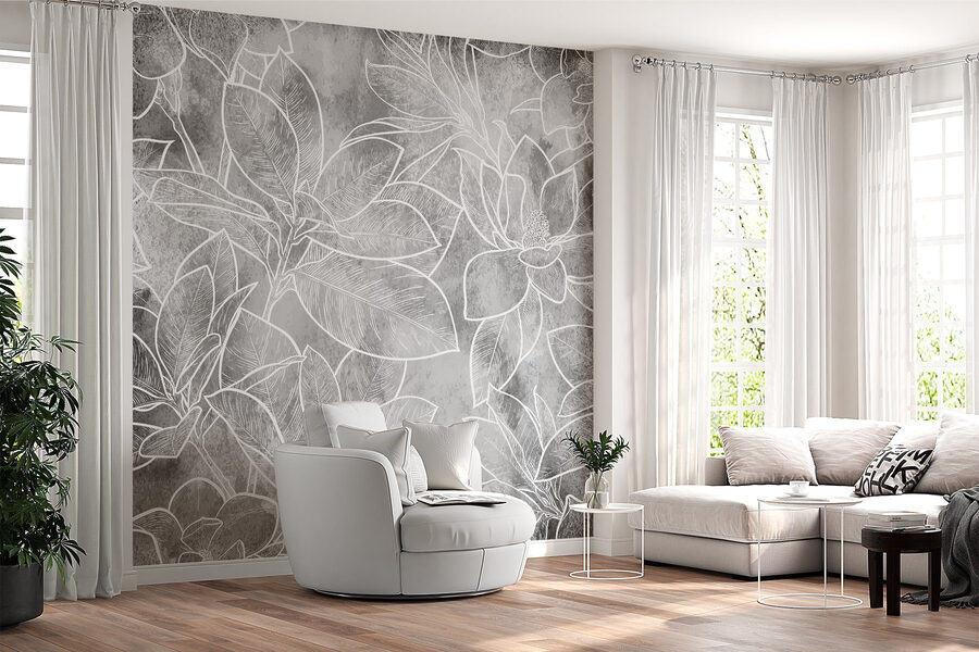 Witte lijntekening van bloemen