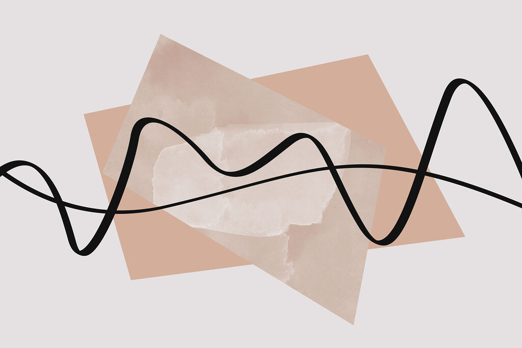 Black line on a pink and white background