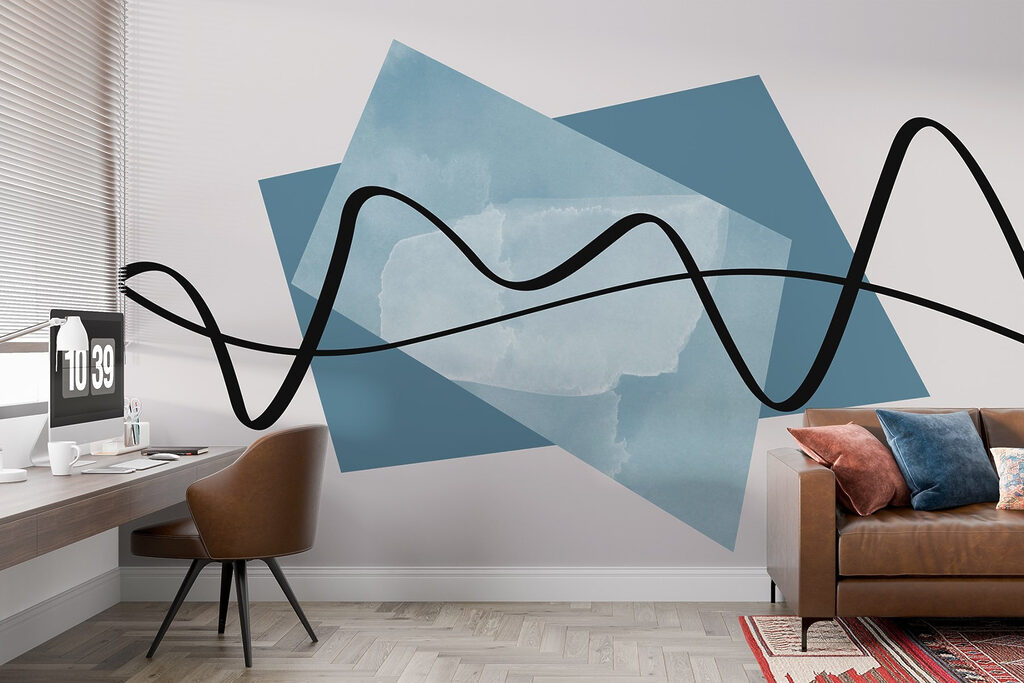 Black line on a blue rectangle