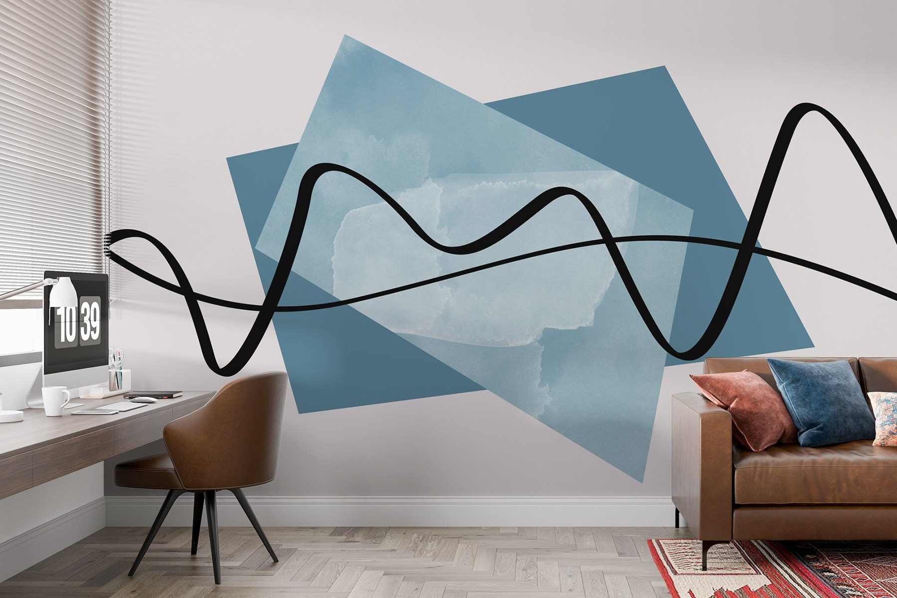 Black line on a blue rectangle Black line on a blue rectangle