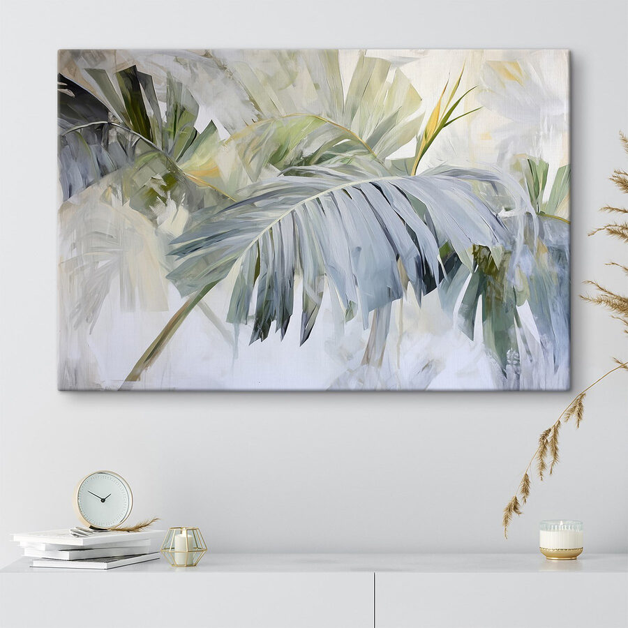 Canvas Schilderijen Schilderen van palmbladeren