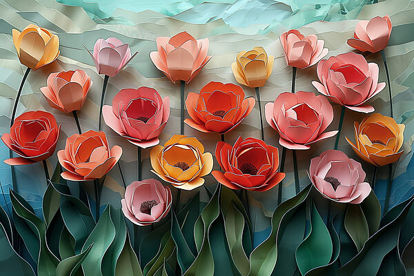 Groep papieren bloemen Groep papieren bloemen