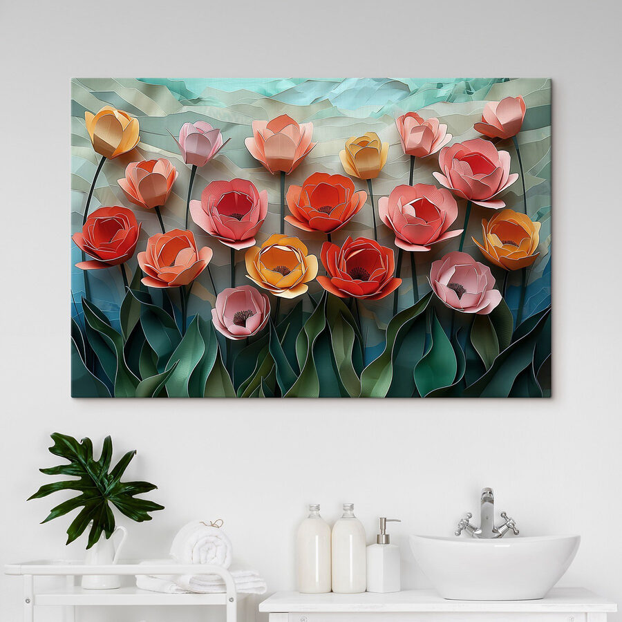 Groep papieren bloemen