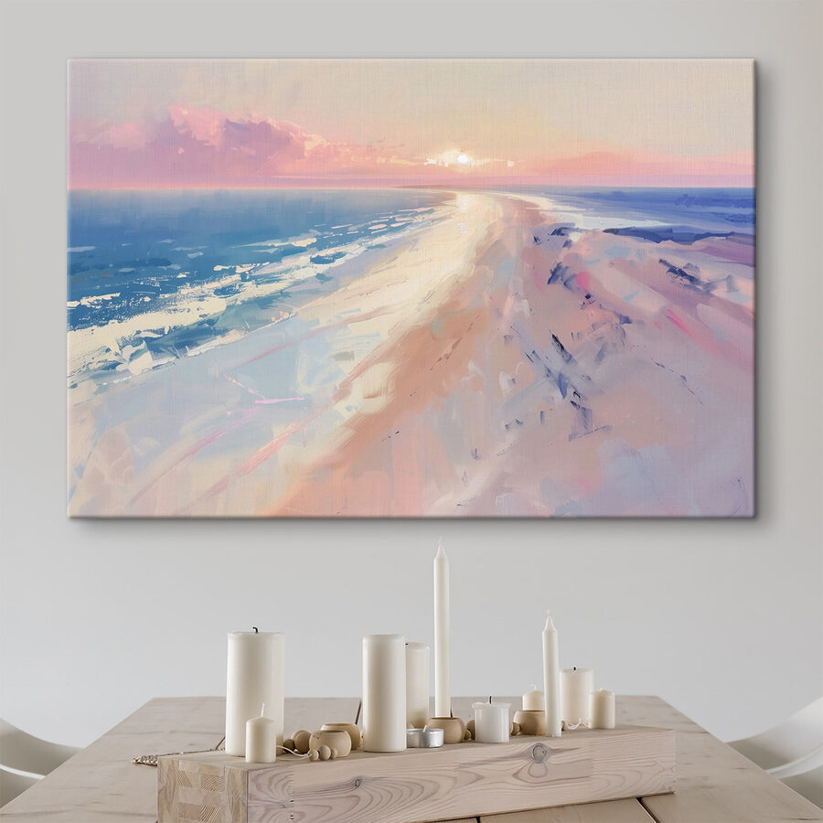Strand met zonsondergang