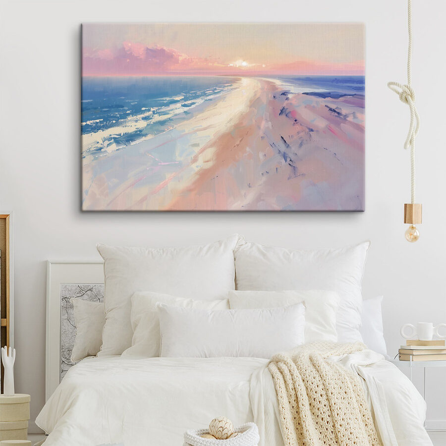 Strand met zonsondergang