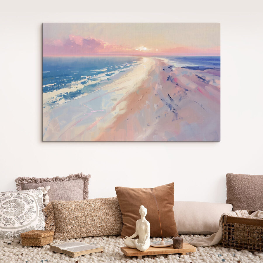 Strand met zonsondergang