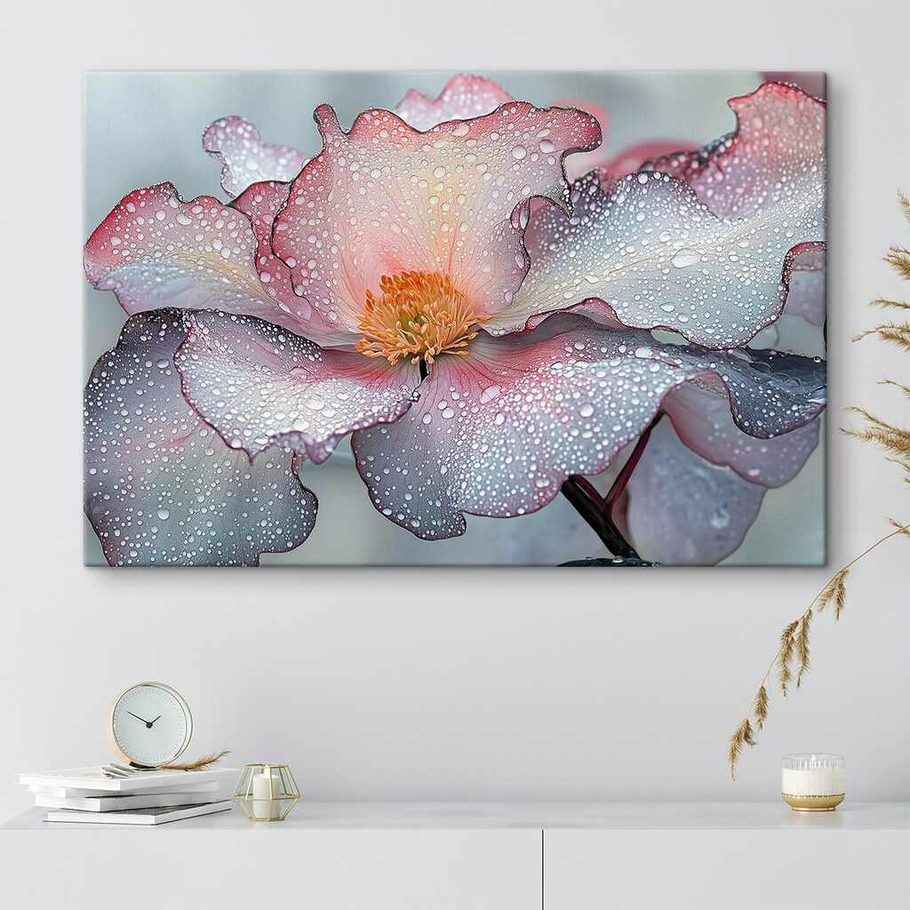 Delicate petals adorned with raindrops