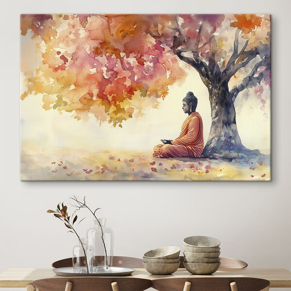 Aquarel schilderij van een persoon zittend onder een boom Aquarel schilderij van een persoon zittend onder een boom