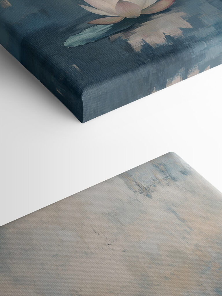 Statue of a buddha sitting in a lotus position surrounded by water