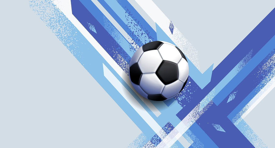 Voetbal op een blauwe en witte achtergrond