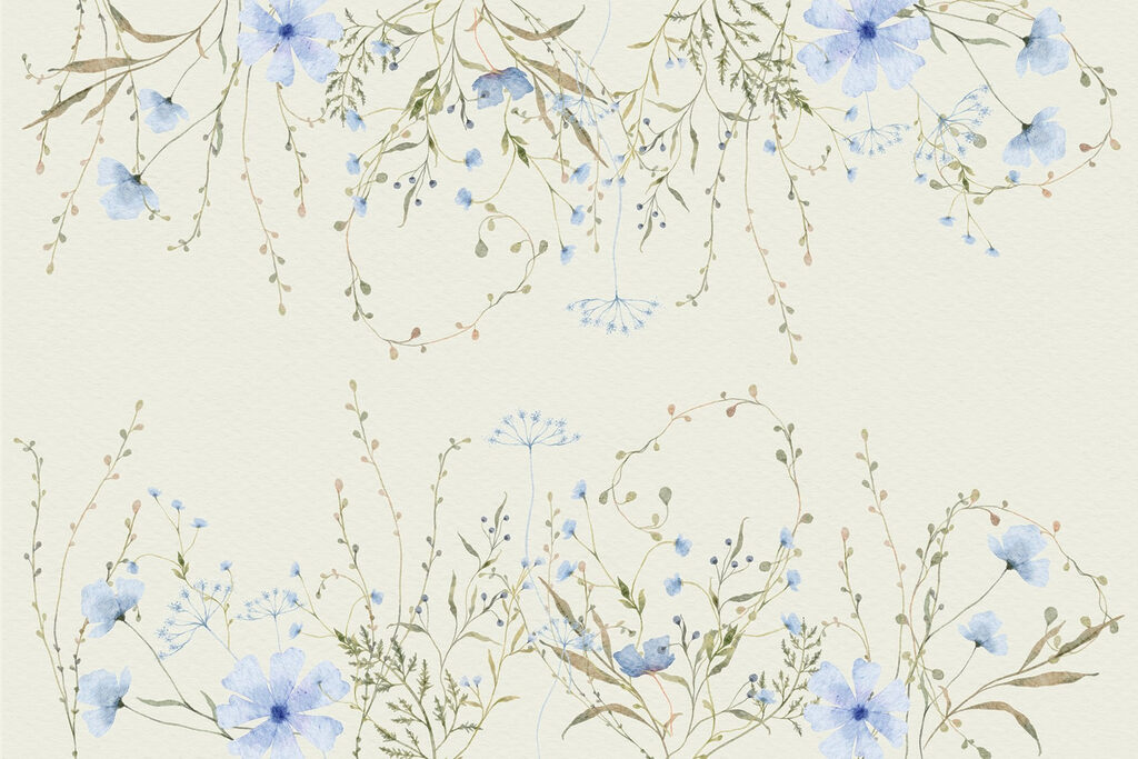 Aquarel van bloemen en bladeren Aquarel van bloemen en bladeren