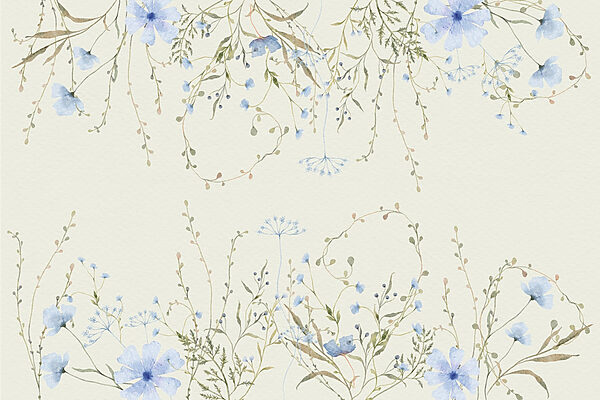 Aquarel van bloemen en bladeren Aquarel van bloemen en bladeren