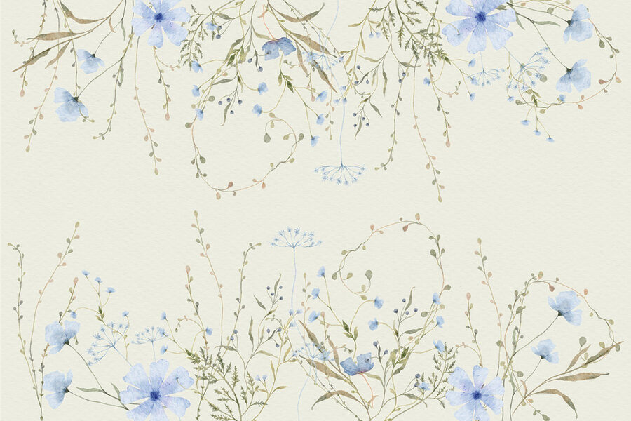Aquarel van bloemen en bladeren