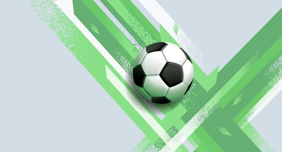 Voetbal op een groene en witte achtergrond