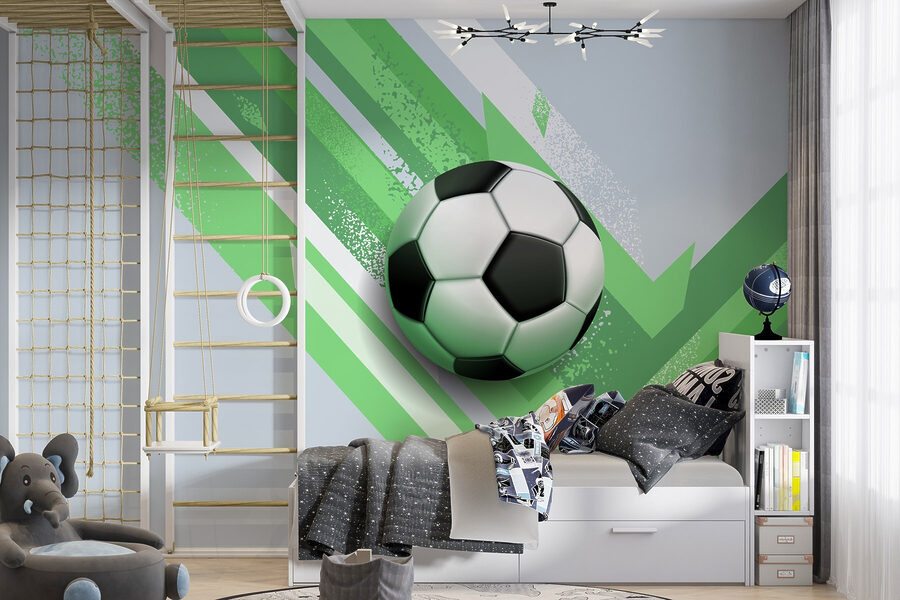 Voetbal op een groene en witte achtergrond