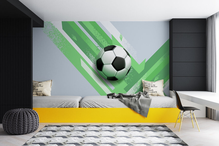 Voetbal op een groene en witte achtergrond