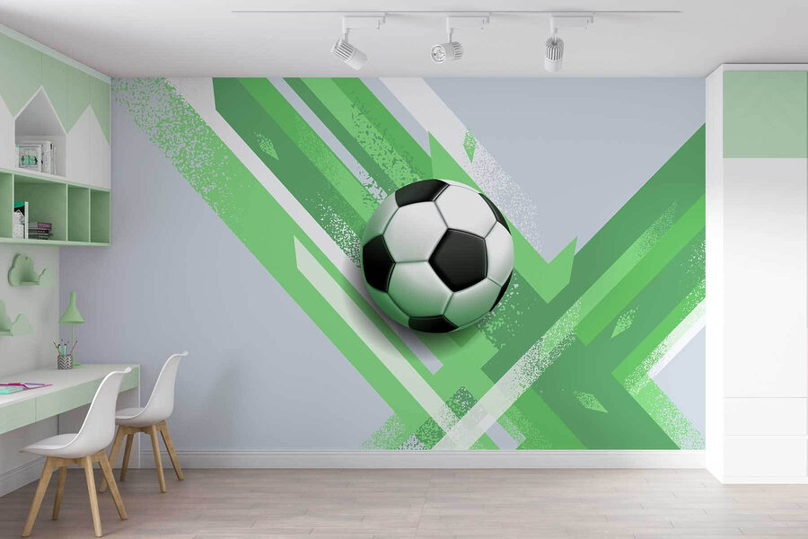 Voetbal op een groene en witte achtergrond