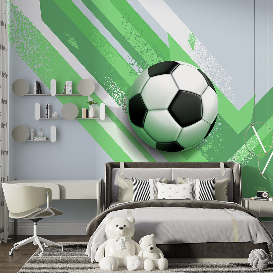 Voetbal op een groene en witte achtergrond
