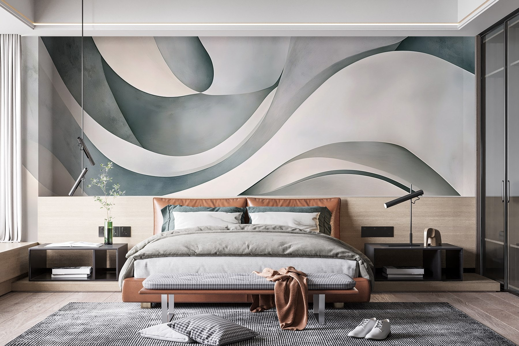 White and grey wavy lines