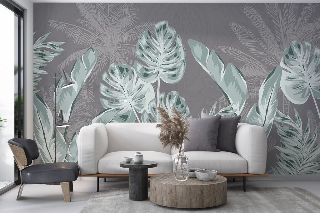 - Tropical leaves on a subtle background - Tropical leaves on a subtle background