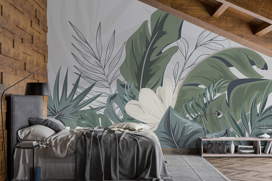 Tropische bladeren in een sereen arrangement