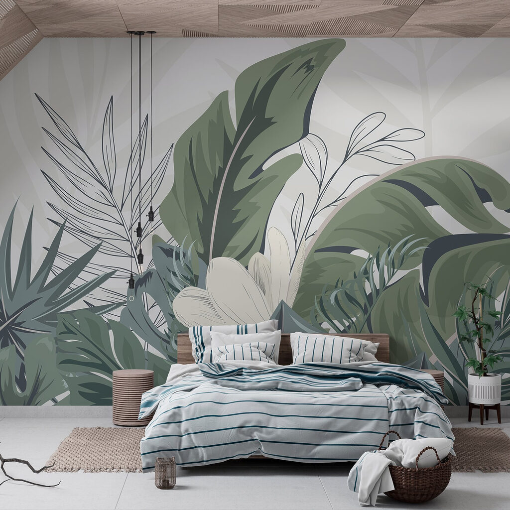 Tropical leaves in serene arrangement