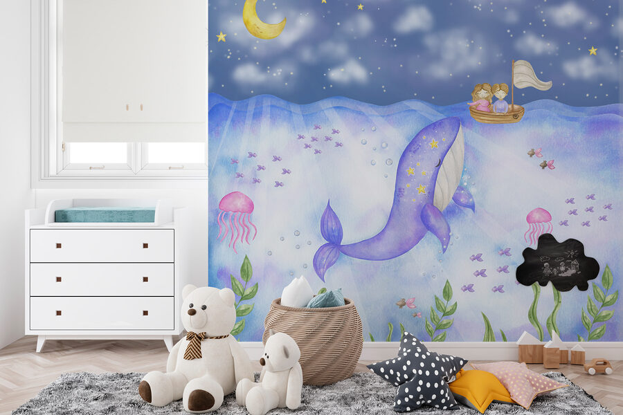 Fotobehang Walvis en kwal onder de zee - Afbeelding 3