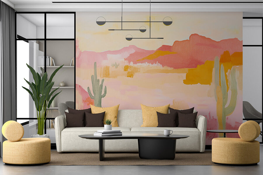 Schilderij van een woestijnlandschap