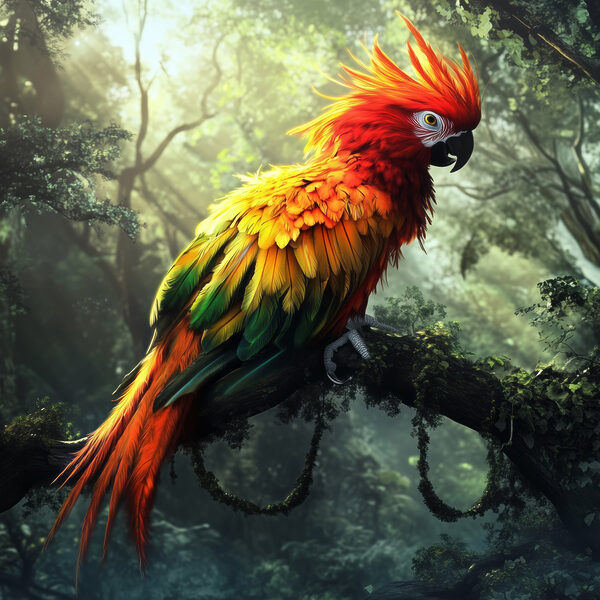 Colorful bird sitting on a tree branch